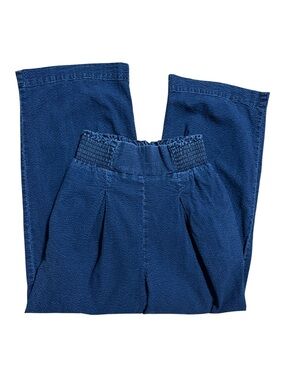A New Day Womens Navy Blue Smocked High Waist Wide Leg Relaxed Pants XS